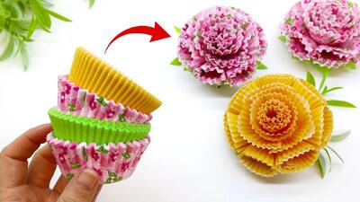  گل رز از روکش های کاپ کیک، تزئینات خانگی دست ساز