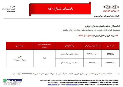  فروش مدیران‌خودرو ویژه اسفند ماه 1404 با قیمت نهایی و موعد تحویل 90 روزه اعلام شد