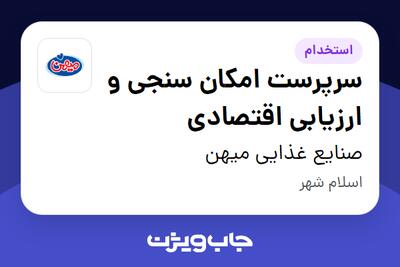  استخدام سرپرست امکان سنجی و ارزیابی اقتصادی در صنایع غذایی میهن