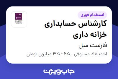  استخدام کارشناس حسابداری خزانه داری در فارست مبل