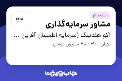  استخدام مشاور سرمایه‌گذاری در اکو هلدینگ (سرمایه اطمینان آفرین پیشگام)