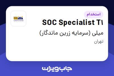  استخدام SOC Specialist T1 - آقا در میلی (سرمایه زرین ماندگار)