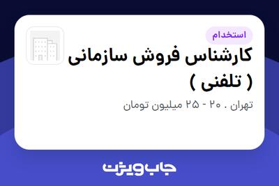  استخدام کارشناس فروش سازمانی ( تلفنی ) در سازمانی فعال در حوزه تجارت الکترونیک