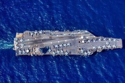  ببینید | اولین تصاویر از ورود ناو هواپیمابر جرال فورد به دریای مدیترانه