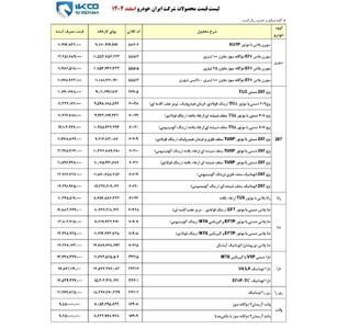  ایران خودرو لیست قیمت کارخانه محصولات خود ویژه اسفند ۱۴۰۴ را اعلام کرد