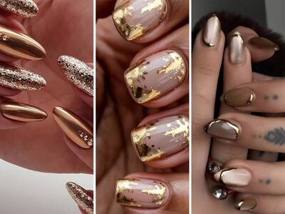  14 ایده طراحی ناخن با طلایی برای خانم‌هایی که می‌خواهند نوروز امسال، پرزرق و برق باشند! - چی بپوشم