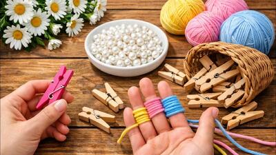  وای با گیره لباس/ من تعداد زیادی از اینها درست می کنم و همه آنها را می فروشم!(ساخت گل های تزئینی)