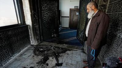  تصاویر؛ آتش زدن مسجد در فلسطین
