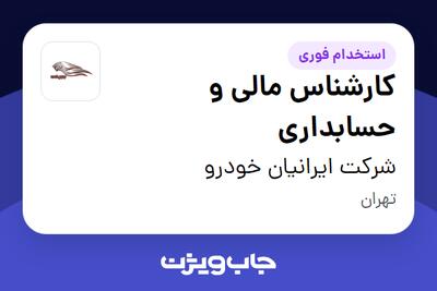  استخدام کارشناس مالی و حسابداری در شرکت ایرانیان خودرو