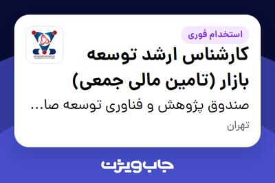  استخدام کارشناس ارشد توسعه بازار (تامین مالی جمعی) - آقا در صندوق پژوهش و فناوری توسعه صادرات و فناوری شریف