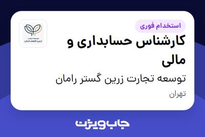  استخدام کارشناس حسابداری و مالی در توسعه تجارت زرین گستر رامان