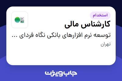 استخدام کارشناس مالی در توسعه نرم افزارهای بانکی نگاه فردای کارآفرین