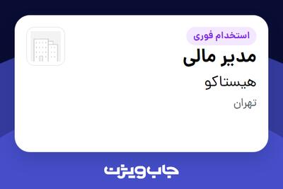  استخدام مدیر مالی - آقا در هیستاکو