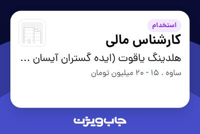  استخدام کارشناس مالی در هلدینگ یاقوت (ایده گستران آیسان یاقوت)