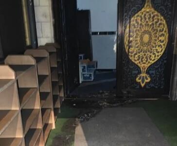  شهرک‌نشینان صهیونیست ورودی مسجد ابوبکر صدیق را در جنوب نابلس به آتش کشیدند