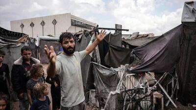  چادرهای آوارگان فلسطینی در آب باران غرق شد