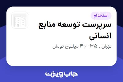  استخدام سرپرست توسعه منابع انسانی در سازمانی فعال در حوزه کالاهای مصرفی و تند گردش