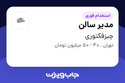  استخدام مدیر سالن - آقا در چیزفکتوری