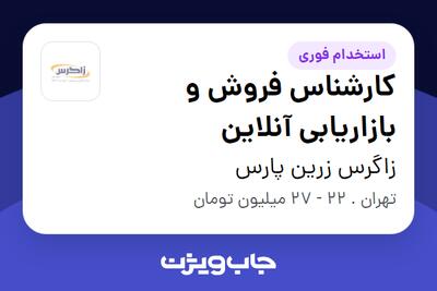  استخدام کارشناس فروش و بازاریابی آنلاین در زاگرس زرین پارس