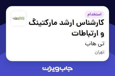  استخدام کارشناس ارشد مارکتینگ و ارتباطات در تی هاب