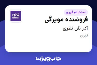  استخدام فروشنده مویرگی در آذر نان نظری