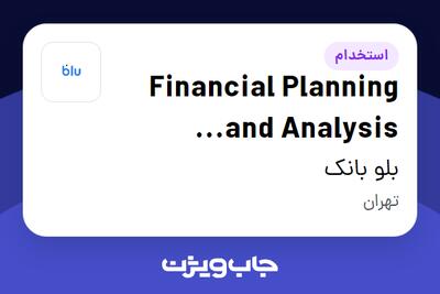  استخدام Financial Planning and Analysis Manager در بلو بانک