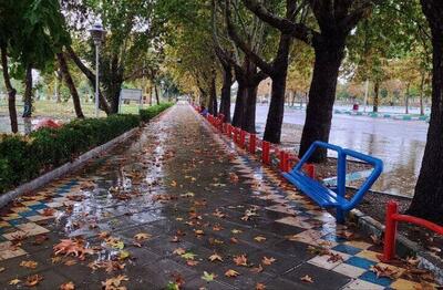  بارش باران در همدان