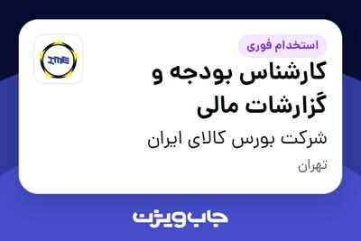  استخدام کارشناس بودجه و گزارشات مالی در شرکت بورس کالای ایران