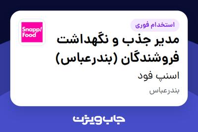  استخدام مدیر جذب و نگهداشت فروشندگان (بندرعباس) در اسنپ فود