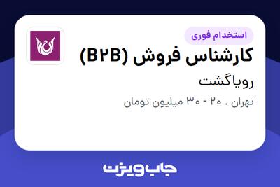  استخدام کارشناس فروش (B2B) - خانم در رویاگشت
