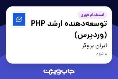  استخدام توسعه‌دهنده ارشد PHP (وردپرس) در ایران بروکر