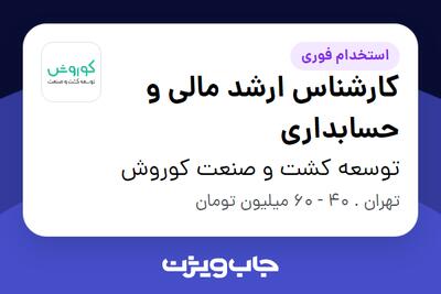  استخدام کارشناس ارشد مالی و حسابداری - آقا در توسعه کشت و صنعت کوروش