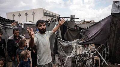  چادرهای آوارگان فلسطینی در آب باران غرق شد