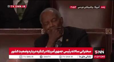  چرت زدن نماینده کنگره آمریکا هنگام سخنرانی  ترامپ از دستاوردهای دولتش