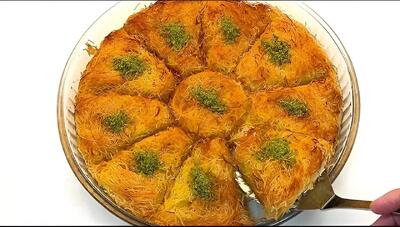  طرز تهیه یک شیرینی خیلی خوشمزه فقط با ۴۰۰ گرم رشته و ۱۵۰ گرم کره !!