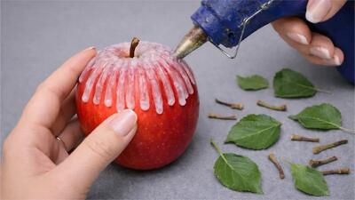  آموزش ساخت ظرف دکوری لوکس با سیب و چسب