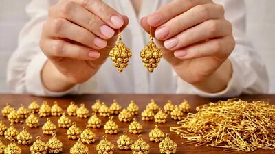 چگونه در خانه گوشواره های طلای شیک با طرح انگور بسازیم! (از مبتدی تا حرفه ای)