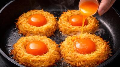  دستور پخت تخم مرغ آشیانه ای ۳ سوته / یه صبحانه شیک و مقوی
