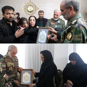 فرمانده نیروی زمینی ارتش با خانواده شهیدان سرو آزاد و کیانی دیدار کرد