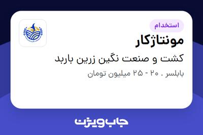  استخدام مونتاژکار - آقا در کشت و صنعت نگین زرین باربد