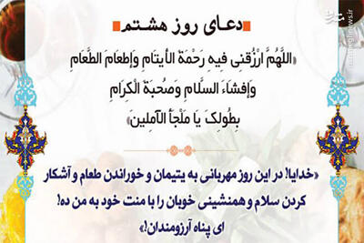  صوت/ دعای روز هشتم ماه مبارک رمضان+متن