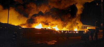  آتش سوزی در شهرک صنعتی آبادان + تصاویر