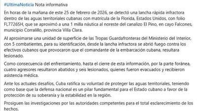  وزارت کشور کوبا: یک کشتی با پرچم آمریکا وارد آب‌های ما شد و آتش گشود