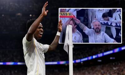  اخراج هوادار رئال مادرید از برنابئو به دلیل انجام حرکت «سلام نازی» در دیدار با بنفیکا / عکس