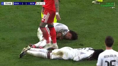  لحظه مصدومیت شدید رائول آسنسیو در دیدار رئال مادرید و بنفیکا
