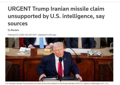 رویترز: ادعای ترامپ درباره موشک ایرانیِ قابل اصابت به آمریکا با گزارش‌های اطلاعاتی ایالات متحده پشتیبانی نمی‌شود