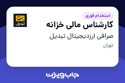  استخدام کارشناس مالی خزانه در صرافی ارزدیجیتال تبدیل