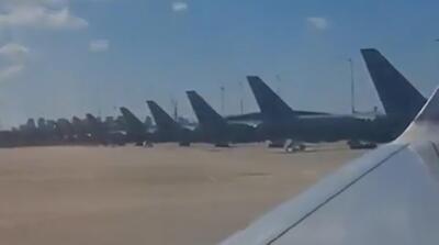  تصاویر صف هواپیماهای سوخت رسان آمریکا در اسرائیل