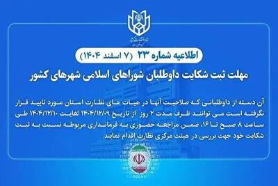  مهلت ثبت شکایت برای داوطلبان انتخابات شوراهای شهرها