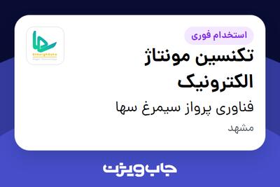  استخدام تکنسین مونتاژ الکترونیک - آقا در فناوری پرواز سیمرغ سها